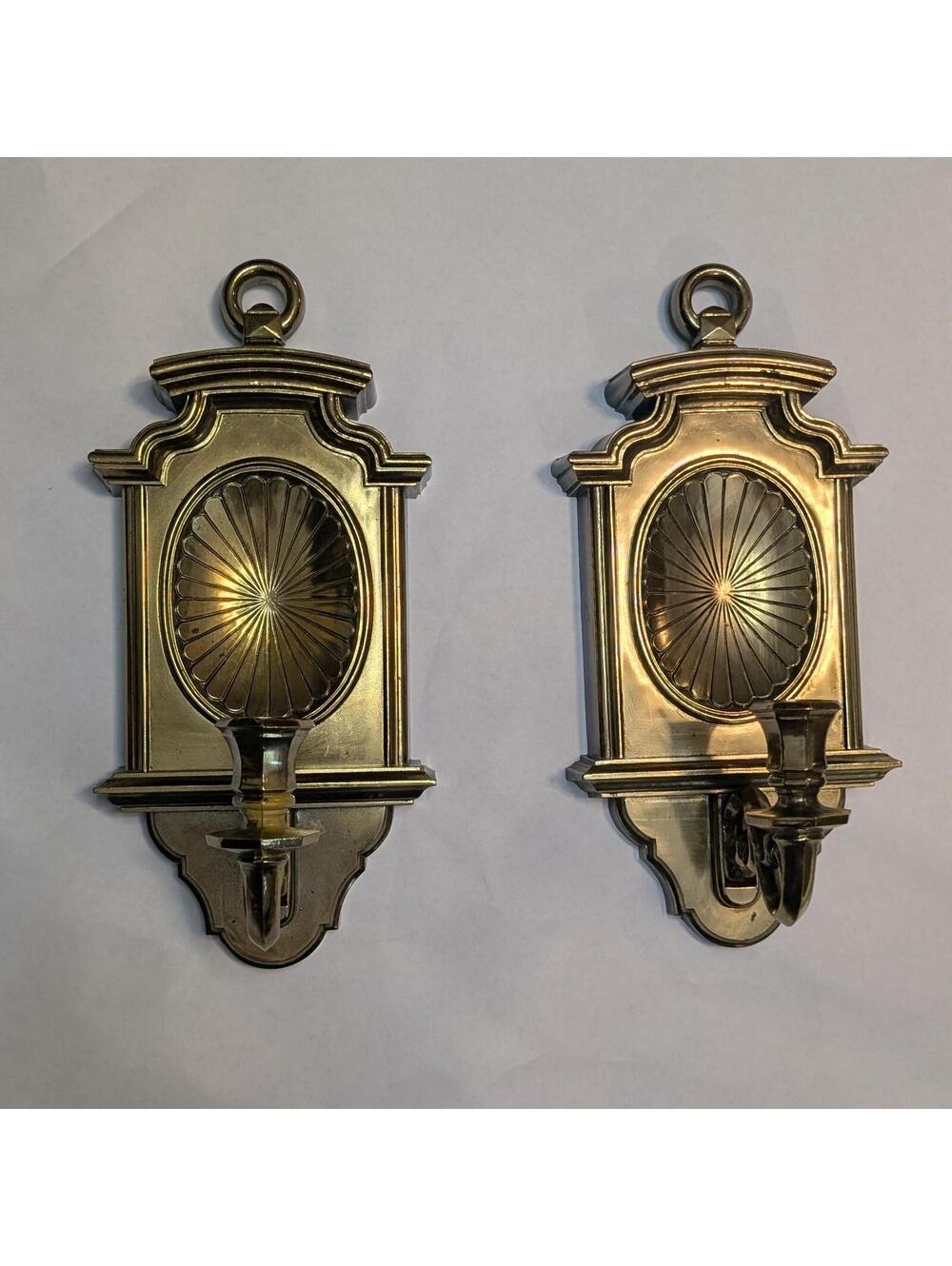 Homco Gold-tone Wall Sconces, 1970s - set of 2